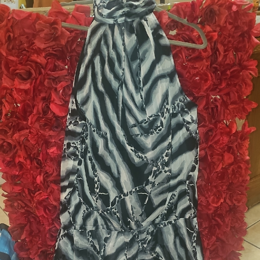 VENUS Black Zebra Print Sleeveless Dress Size 14